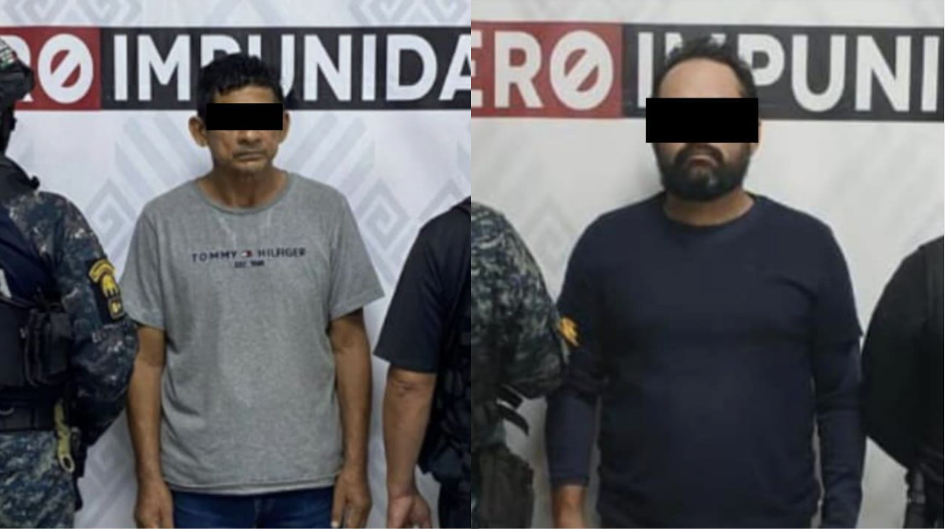 Imagen editada de Miguel “N” y Guillermo “N”, detenidos por delitos sexuales en Chiapas